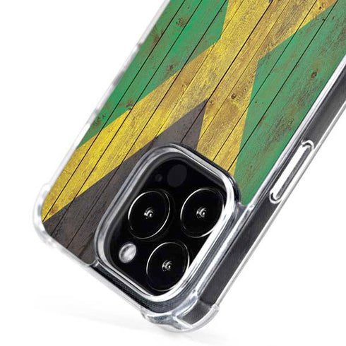 Jamaican Flag Dark Wood iPhone 16 Pro MagSafe Case